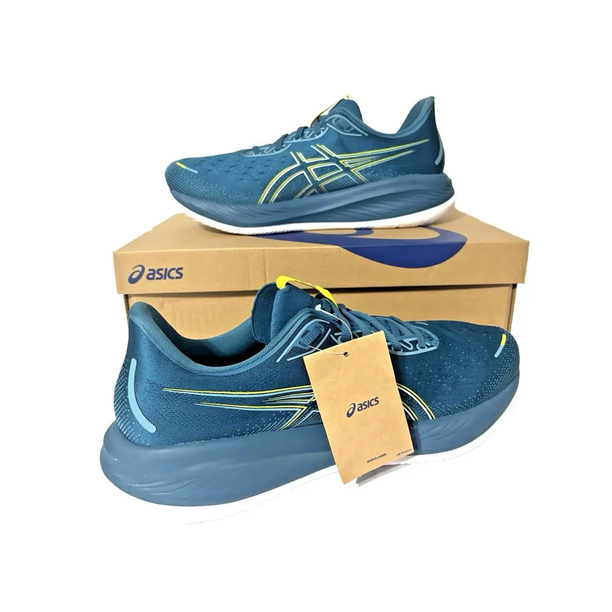Asics Gel-cumulus 26 Mens Teal/yellow Athletic Sneakers 1011B792-400 Size 13