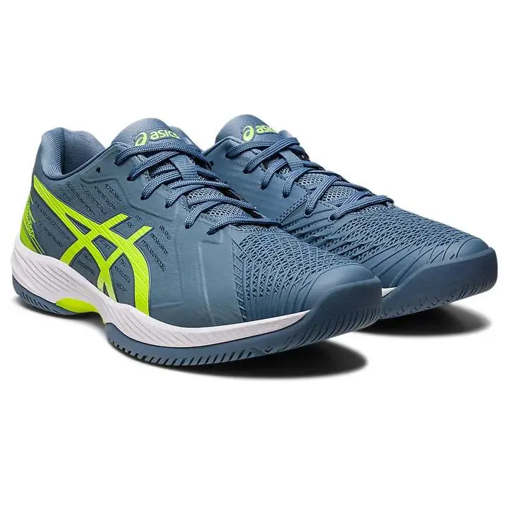 Size 13- Asics Men`s Solutions Swift FF Steel Blue/ Hazard Green-1041A298-401