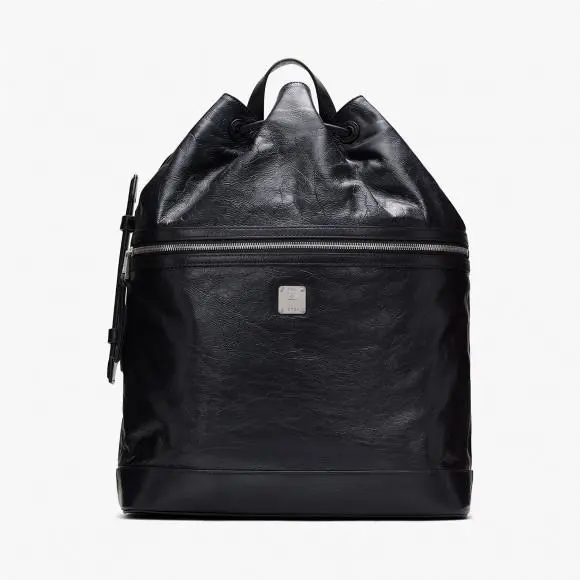 Mcm Black Medium Drawstring Backpack Italian Leather MMDASKC01BK001