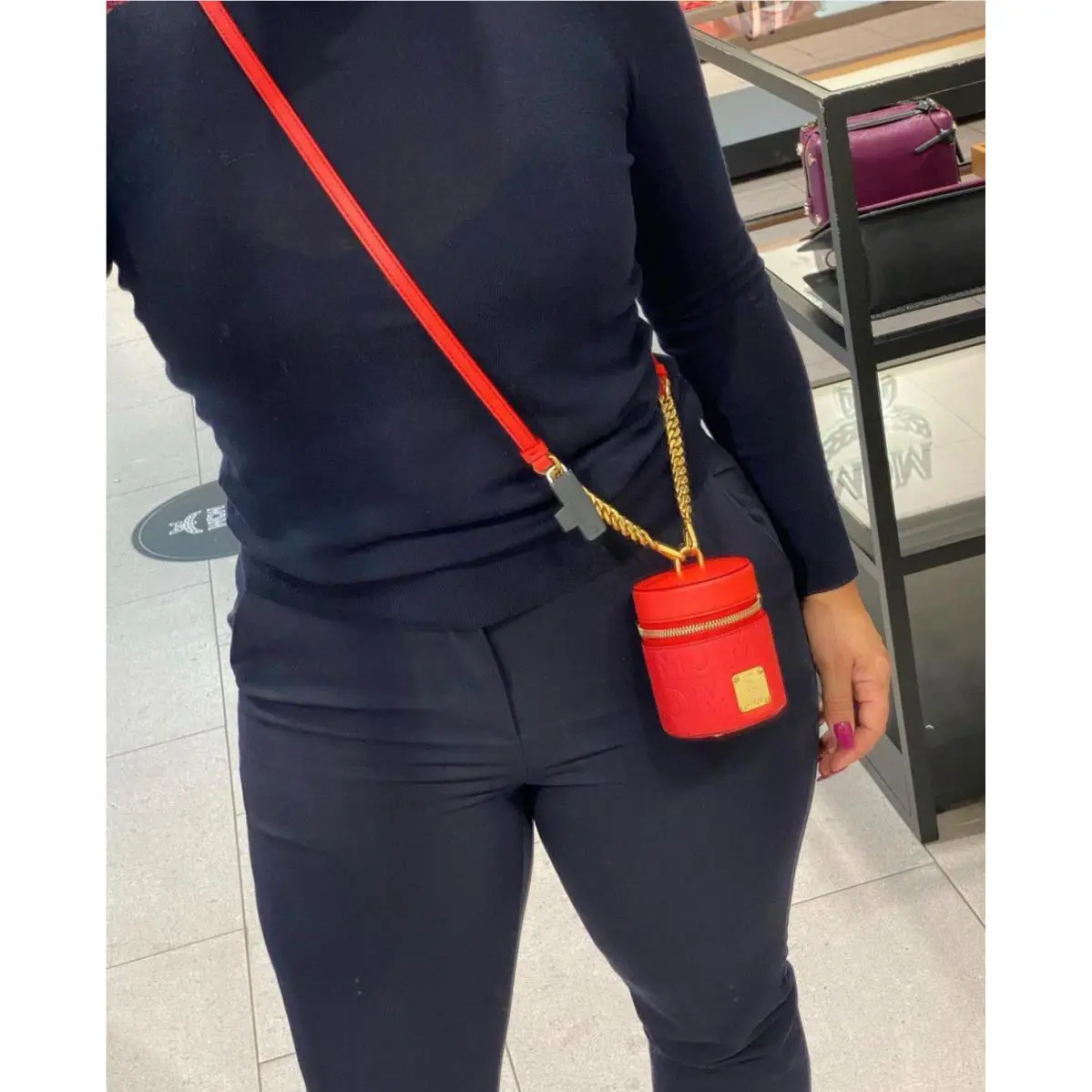 Mcm Mini Cylinder Red Crossbody Bag/wristlet Retails MWRAACG06RP001
