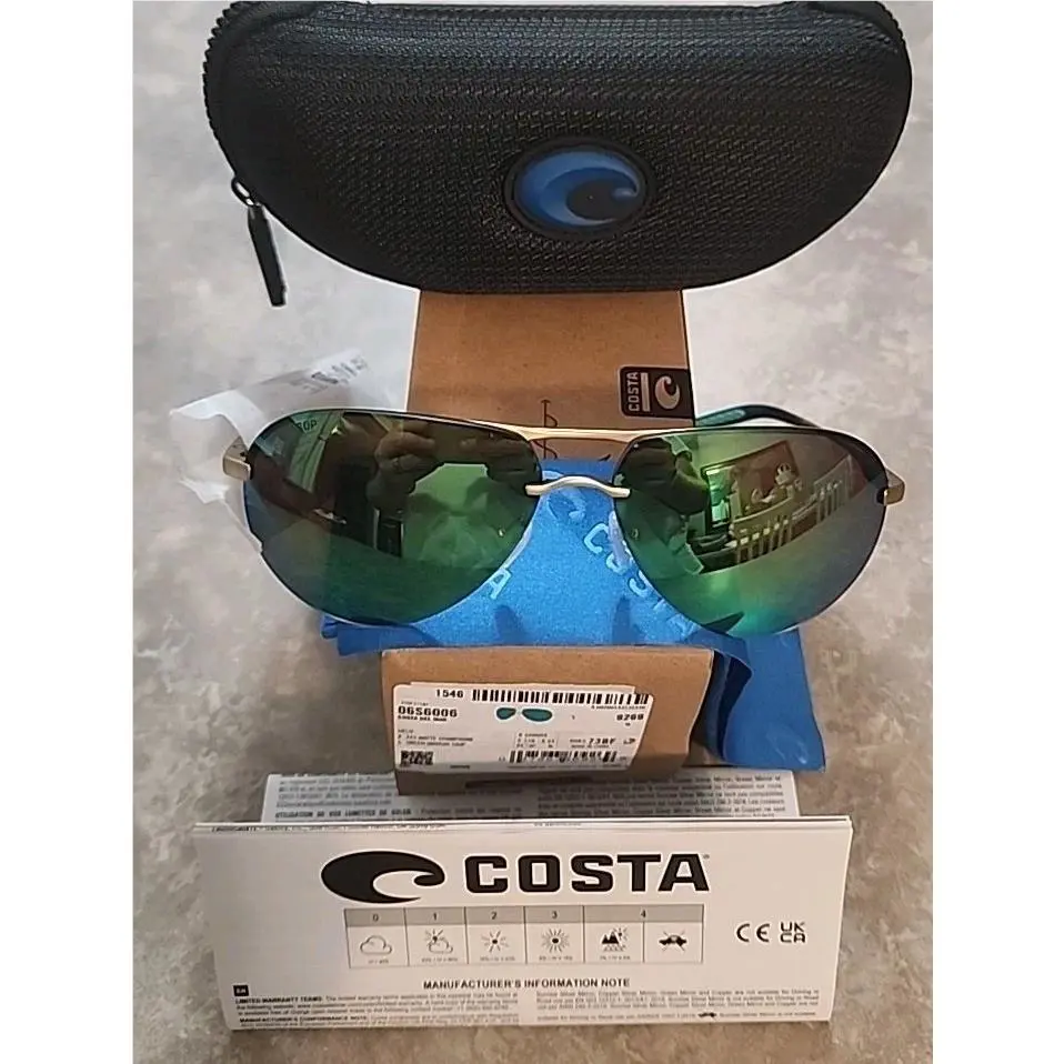 Costa Helo 06S6006-0961 Mt Champagne/green Mirror 580P Unisex Sunglasses