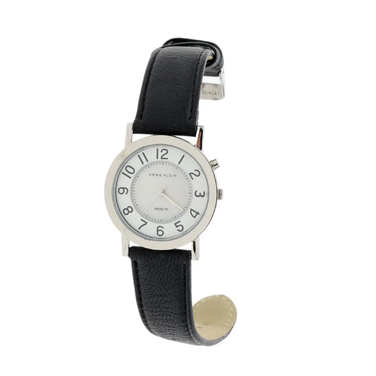 Anne Klein F1286 Silver/white/black Leather Band Watch 32 mm