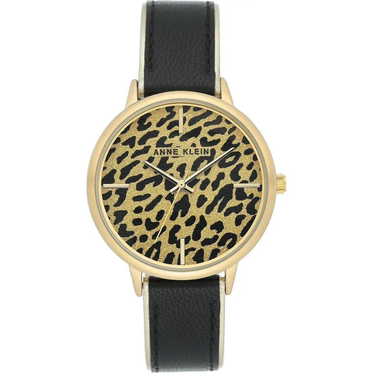 Anne Klein Animal Print Black Leather Watch F2231