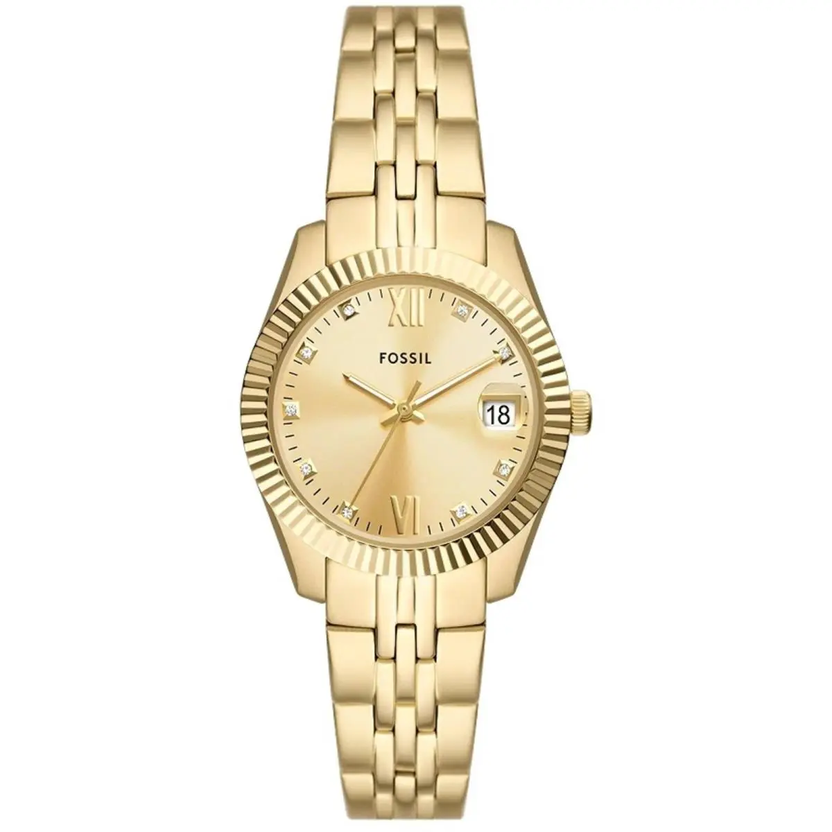 Fossil Women`s Watch Scarlette Yellow Gold Stainless Steel Bracelet ES5338 - Dial: Gold, Band: Yellow