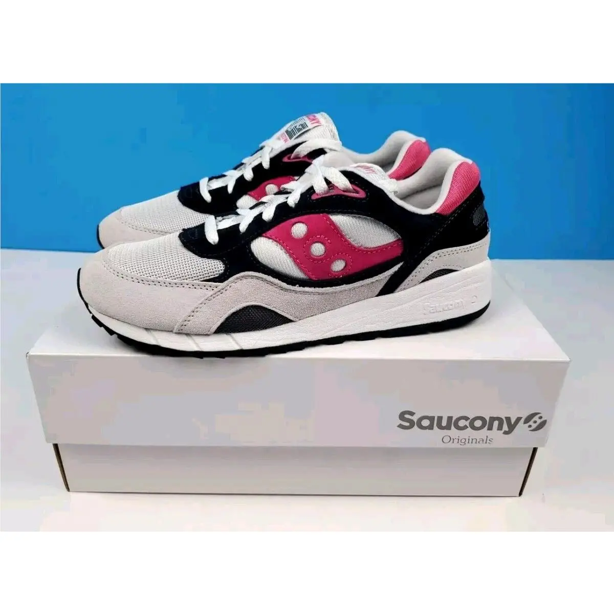 Saucony Shadow 6000 Men`s Shoes US 11 Gray Pink Black Sport Style
