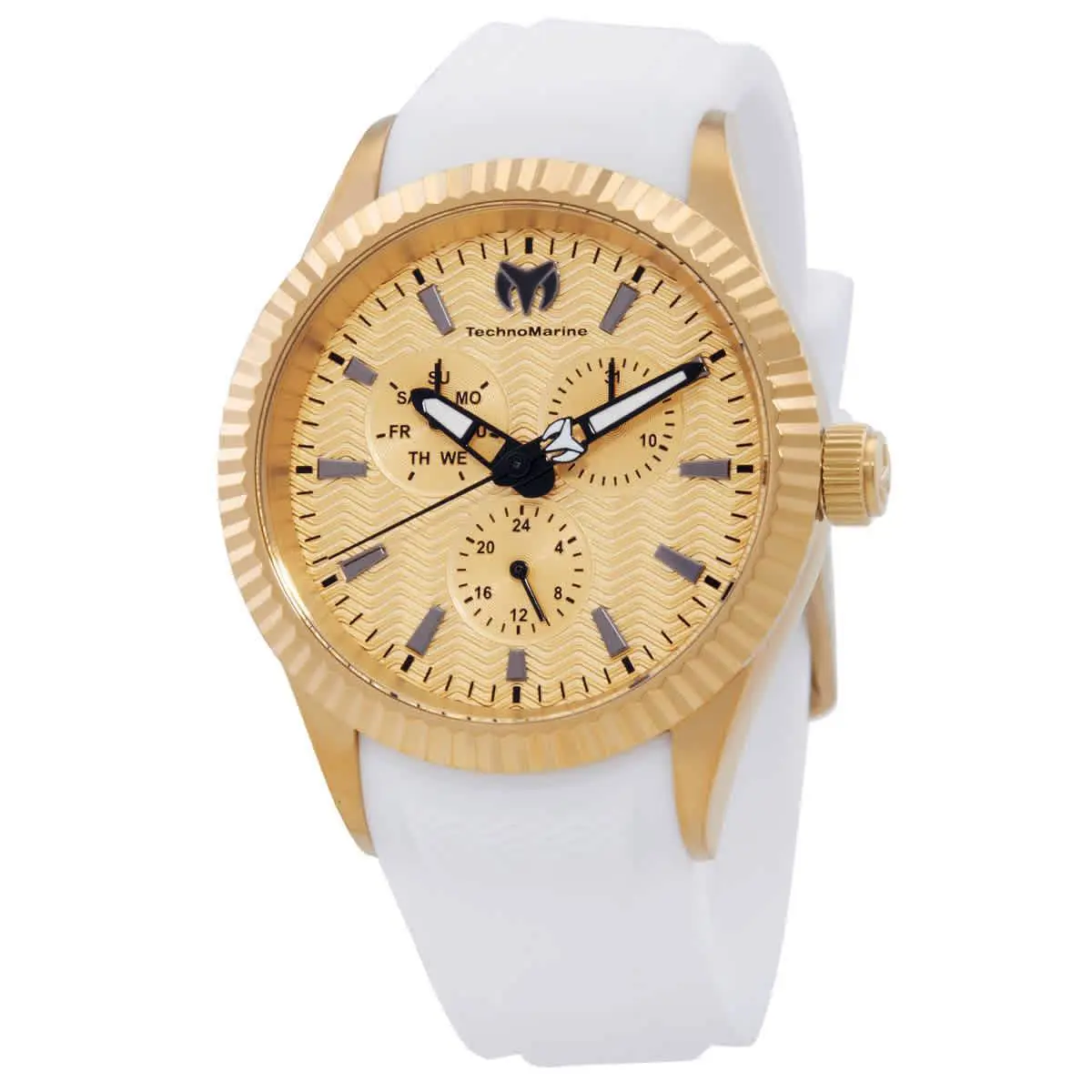 Technomarine Sea Dream Gold-tone Dial Men`s Watch TM-724002 - Dial: Gold-tone, Band: White, Bezel: Gold-tone