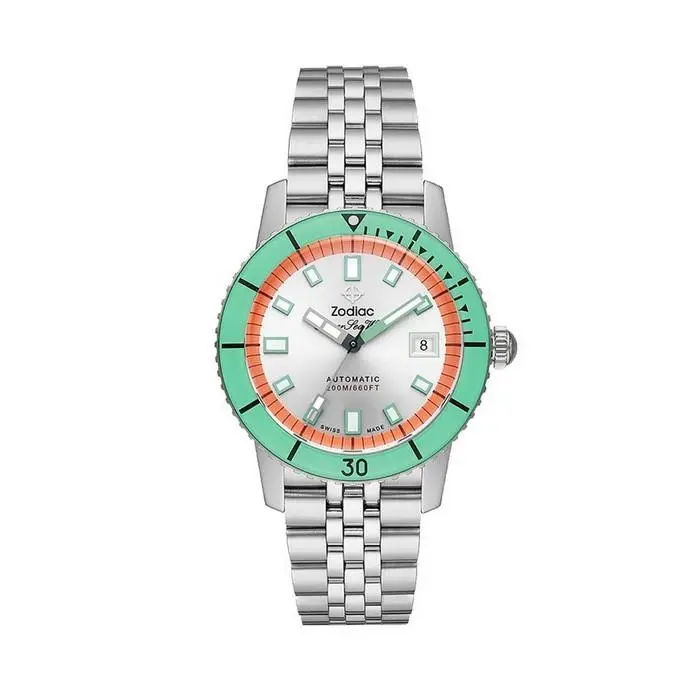 Zodiac Super Sea Wolf 53 Compression Automatic Silver Dial Bracelet Watch ZO9269