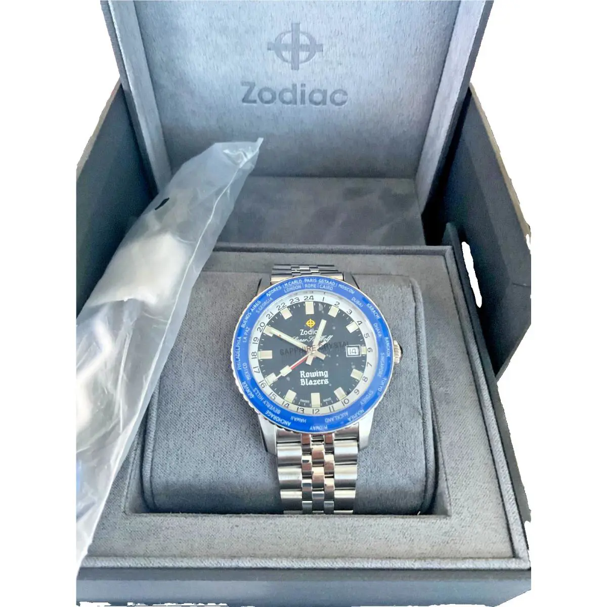 X Rowing Blazers Super Sea Wolf Gmt World Time Automatic Watch ZO9414 by Zodiac