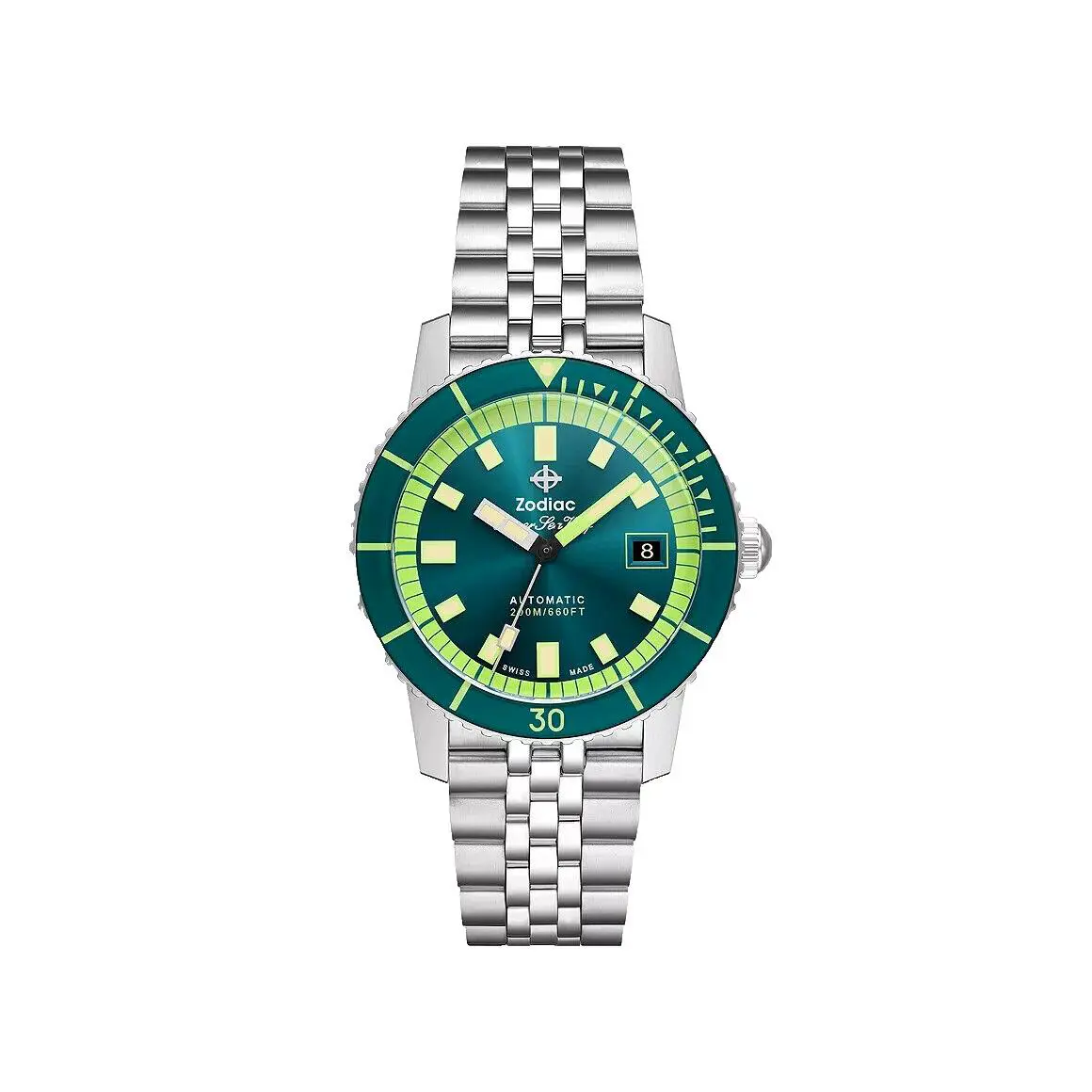 Zodiac Compression Diver Automatic Green Dial Stainless Steel Watch ZO9310