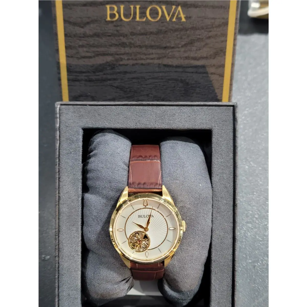 Bulova Sutton Classic Mother-of Pearl Dial Leather Strap Watch 34mm 97L179