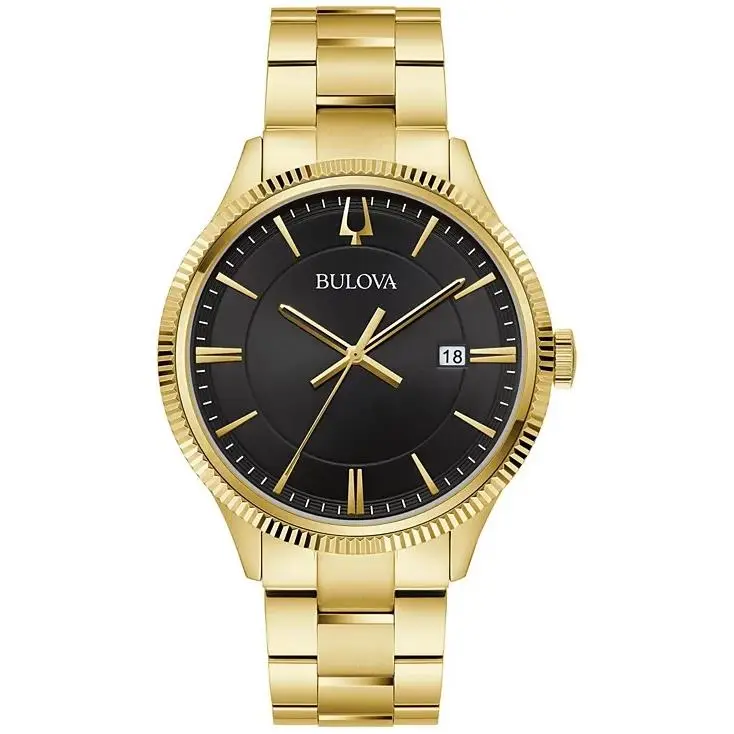 Men`s Date Indicator Quartz Gold Stainless Steel Watch 42MM 97B228 by Bulova