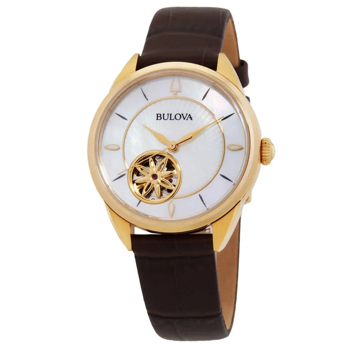 Sutton Automatic White Mop Dial Ladies Watch 97L179 by Bulova