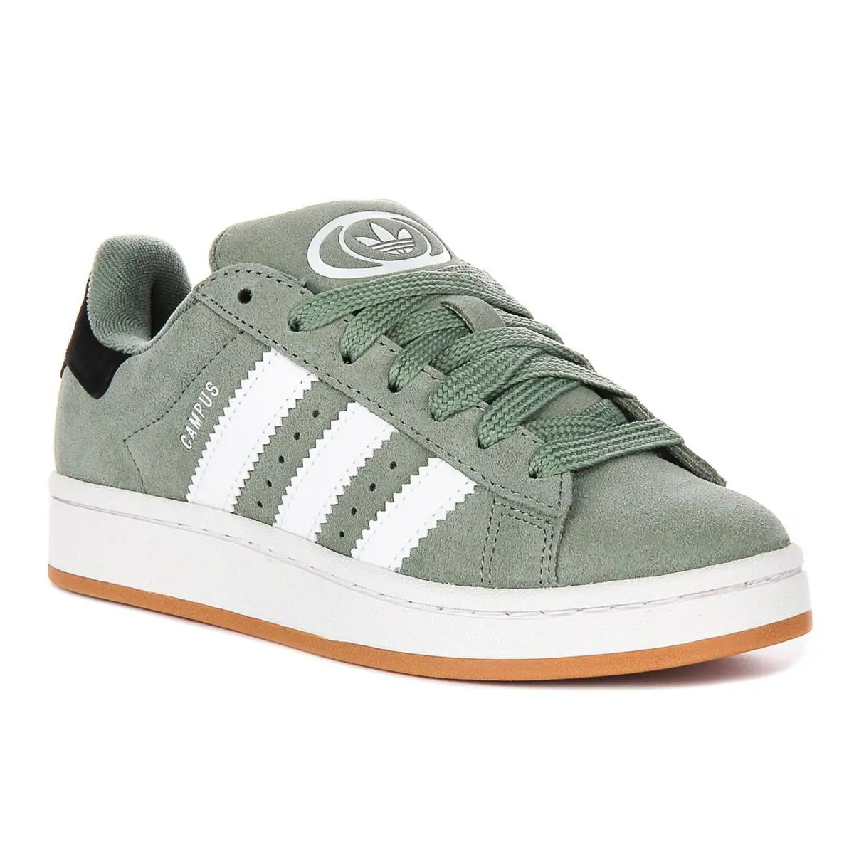Adidas Campus 3 Stripes Lace Up Retro Suede Junior Sneakers In Green US 3 - 7 - Green