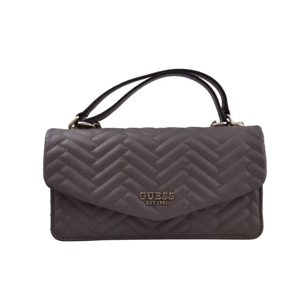 Anning Women`s Shoulder Handbag Top Zipper Dark Taupe-FH by Guess