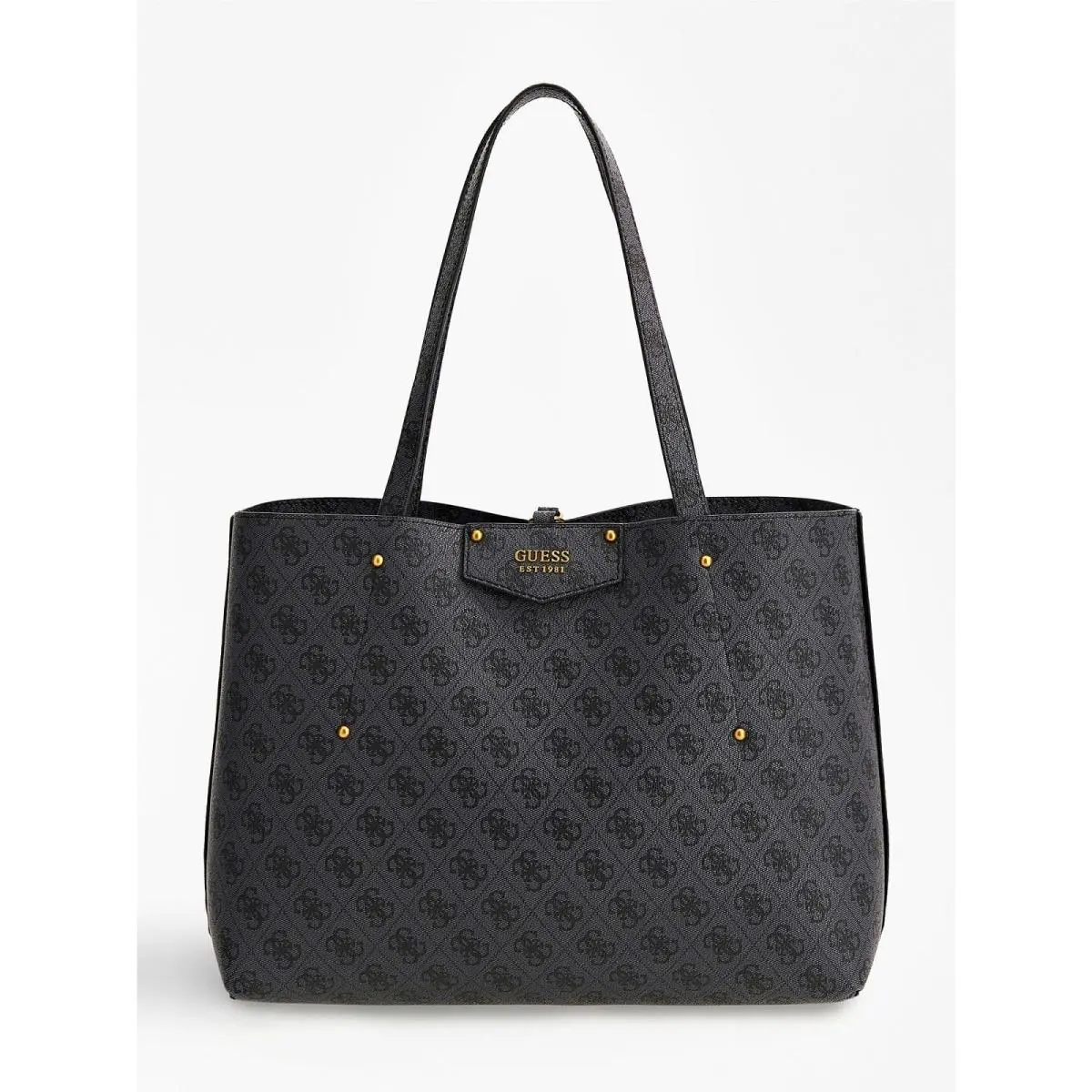 Guess Eco Brenton 3 Bag Set Large Capacity Womens Tote Bag In Coal