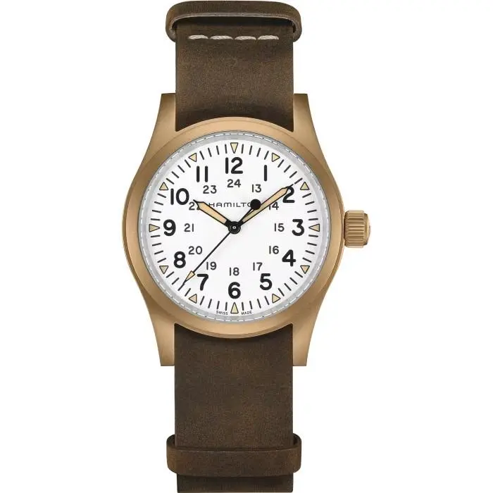Khaki Field Mechanical Bronze White Dial Men`s Watch H69459510 by Hamilton