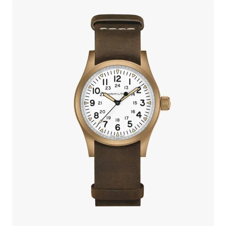 Hamilton Khaki Field Mechnical White Dial Brown Strap 38m Men`s Watch H69459510