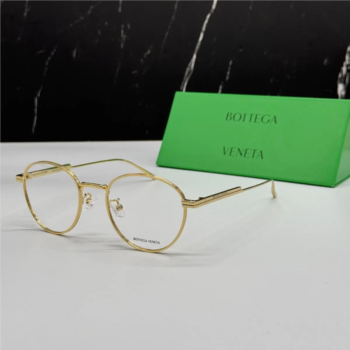 Bottega Veneta BV1016OA 002 Round Gold Unisex Eyeglasses Bottega Veneta