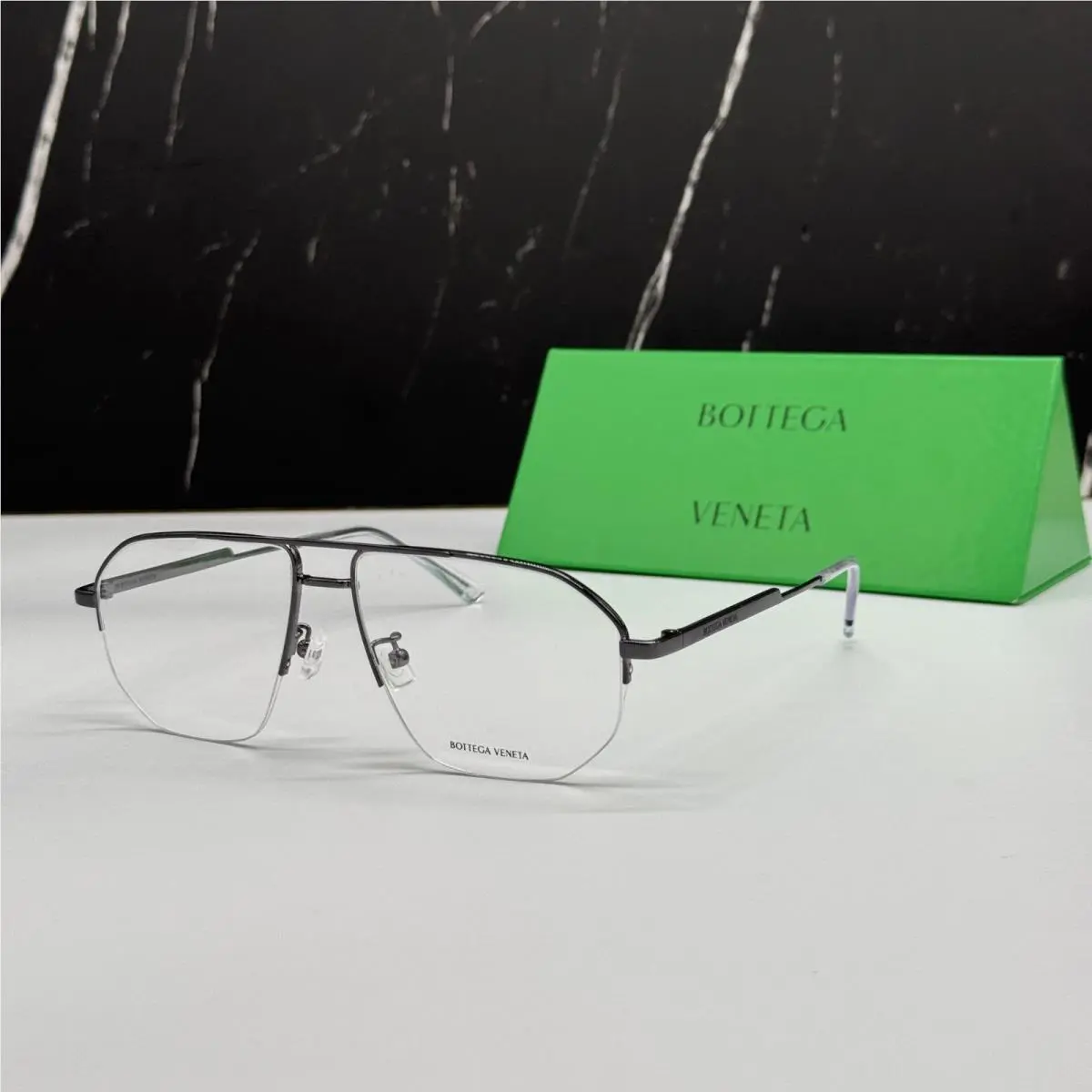 Bottega Veneta BV1109O 001 Silver Aviator Unisex Eyeglasses