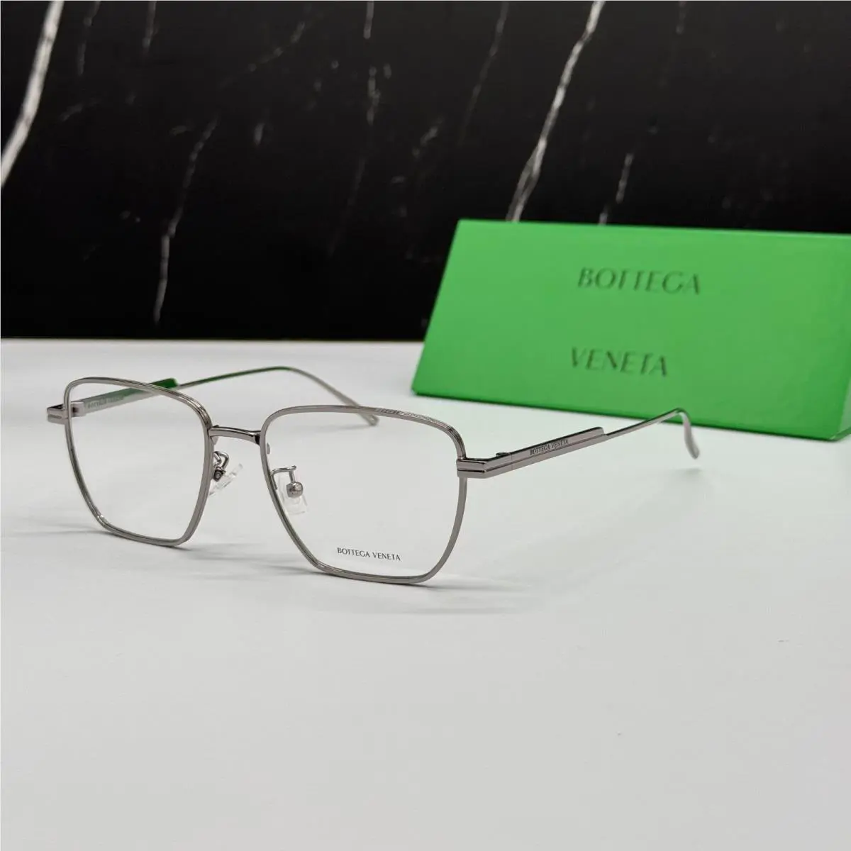 Bottega Veneta BV1015O 003 Silver Unisex Eyeglasses Bottega Veneta