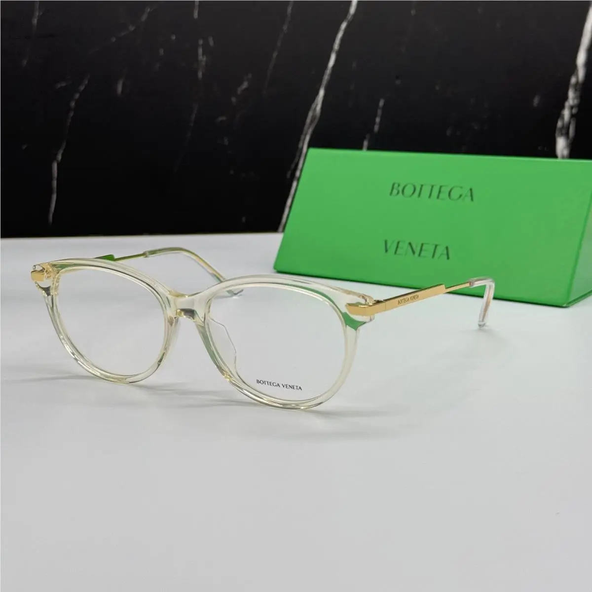 Bottega Veneta BV1039O 003 Beige Transpsrent Women Eyeglasses