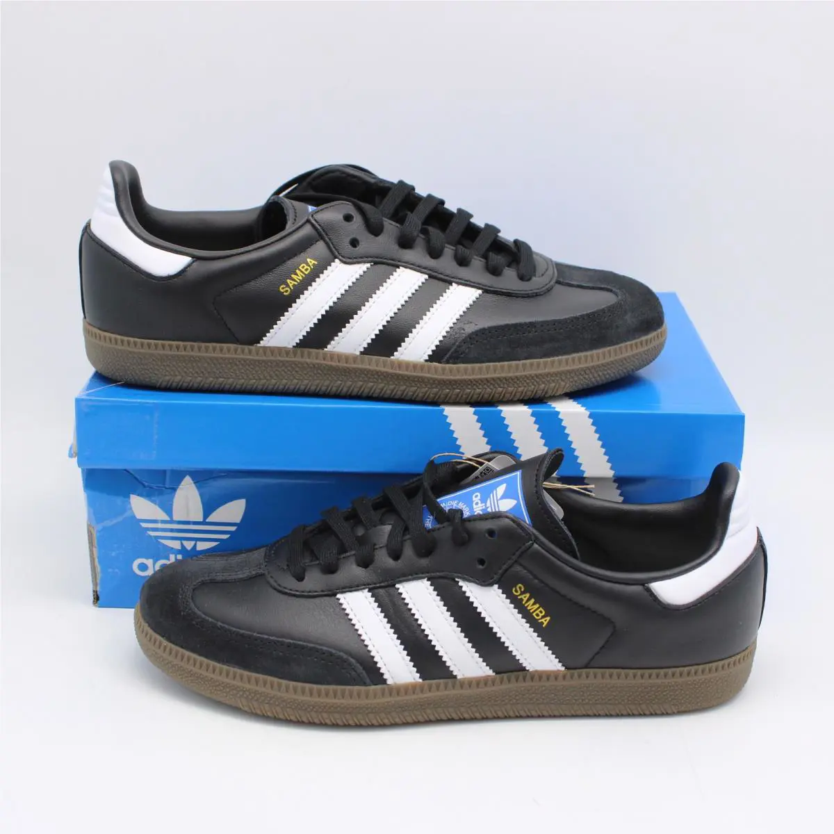 Adidas Samba OG J Athletic Sneakers In Black/white/gums - Unisex Size 6 IE3676