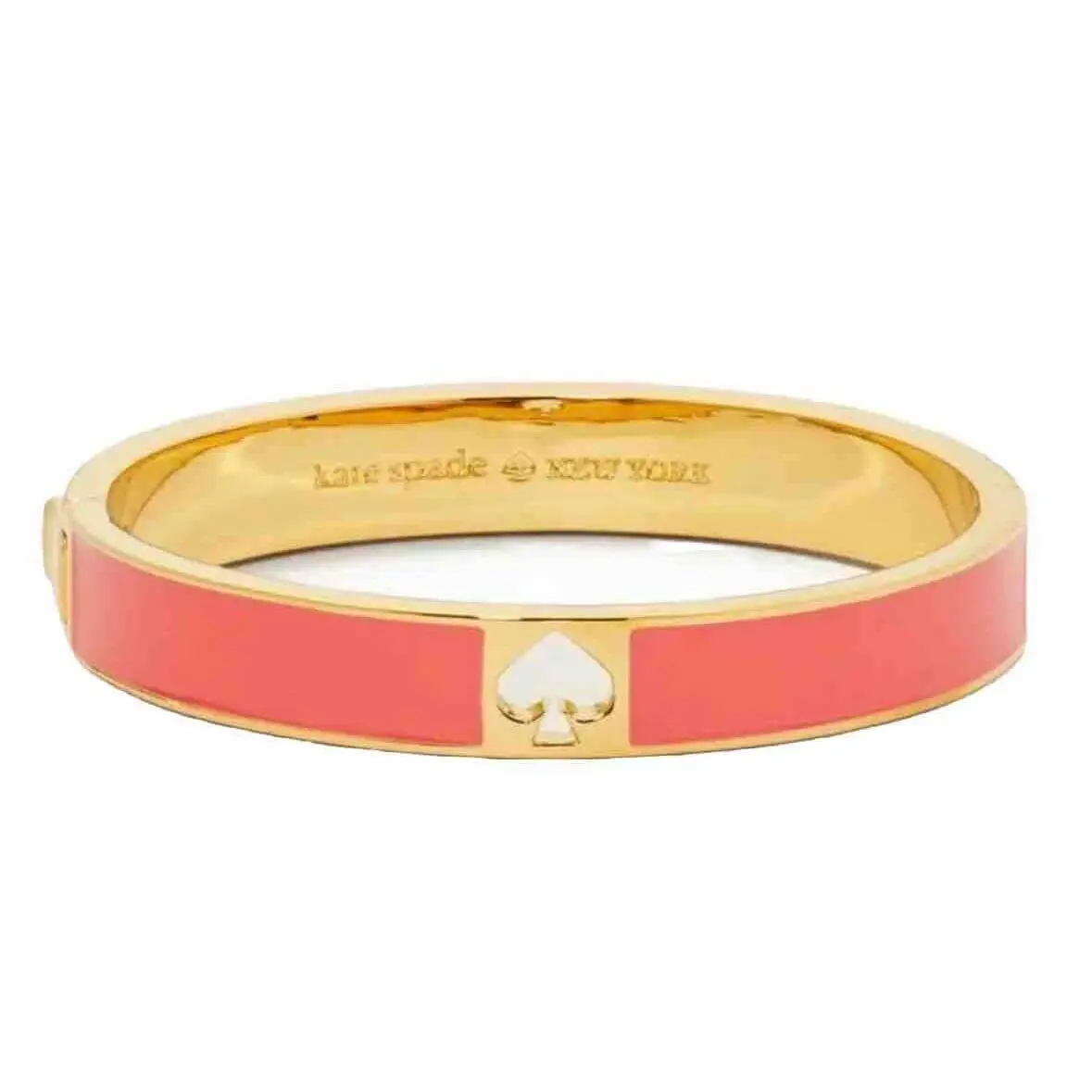 Coral Hole Punch Spade Enamel Hinged Bracelet by Kate Spade
