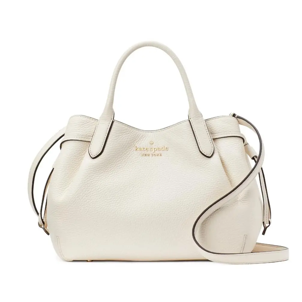 New Kate Spade Dumpling Small Satchel Pebble Leather Parchment - Exterior: Parchment