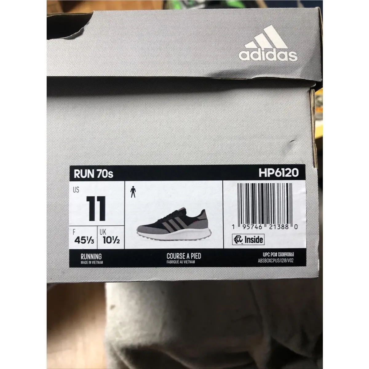 Adidas Run 70s Men`s Lifestyle Running Shoes HP6120 Black Grey Size 11