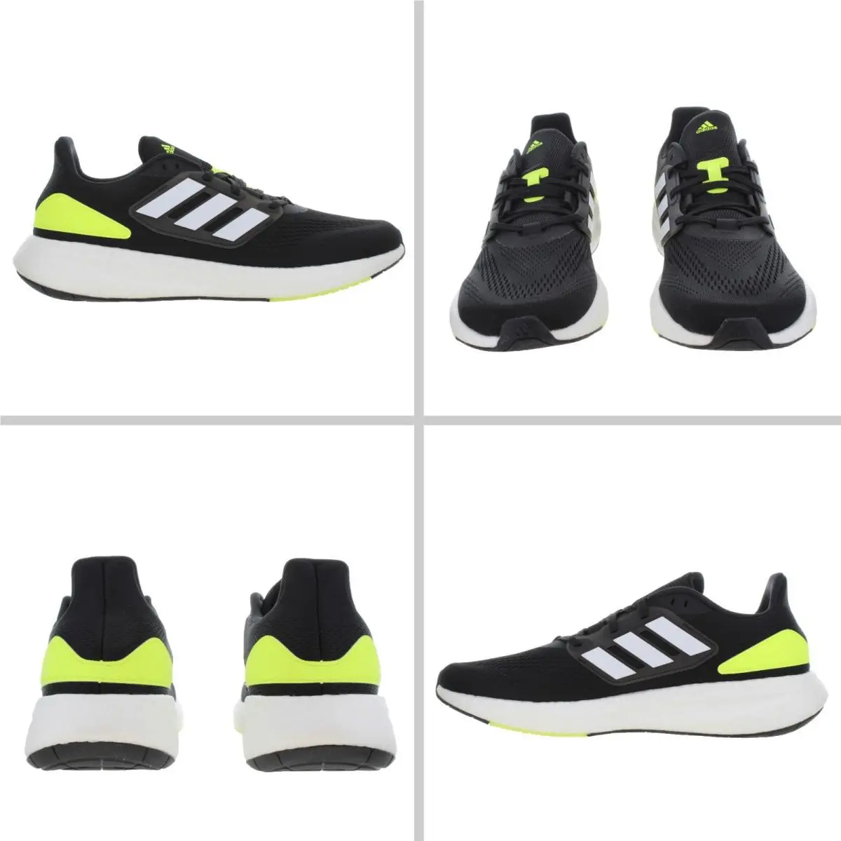 Adidas Men`s Pureboost 22 Black - Solar Yellow Running Shoes Size 12