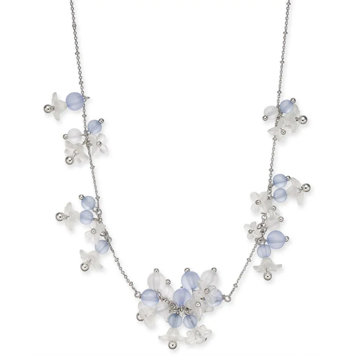 Kate Spade New York Silver-tone Bead Flower Statement Necklace Blue