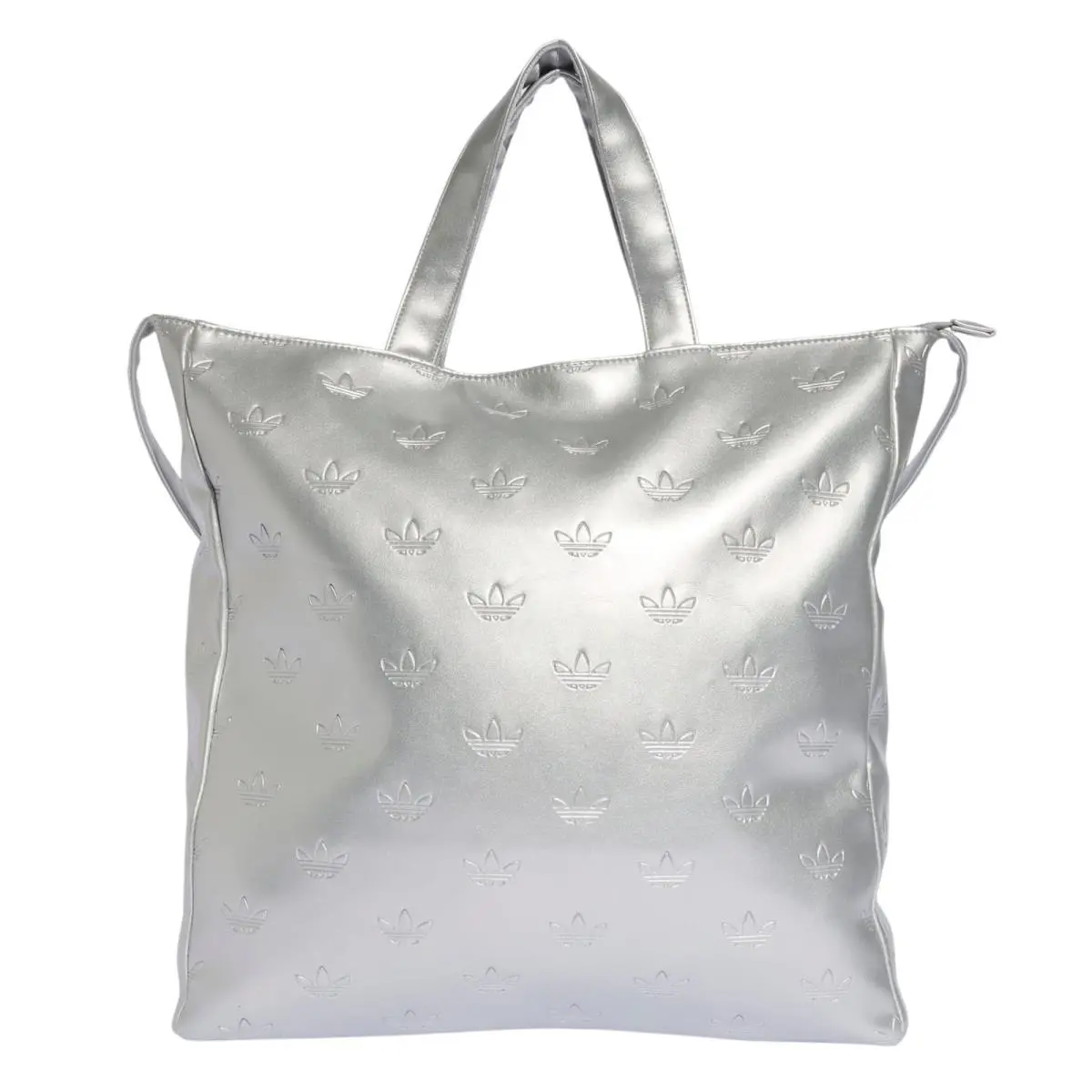 Adidas Originals Silver Metallic Adicolor Trefoil Logo Shopper Tote Bag