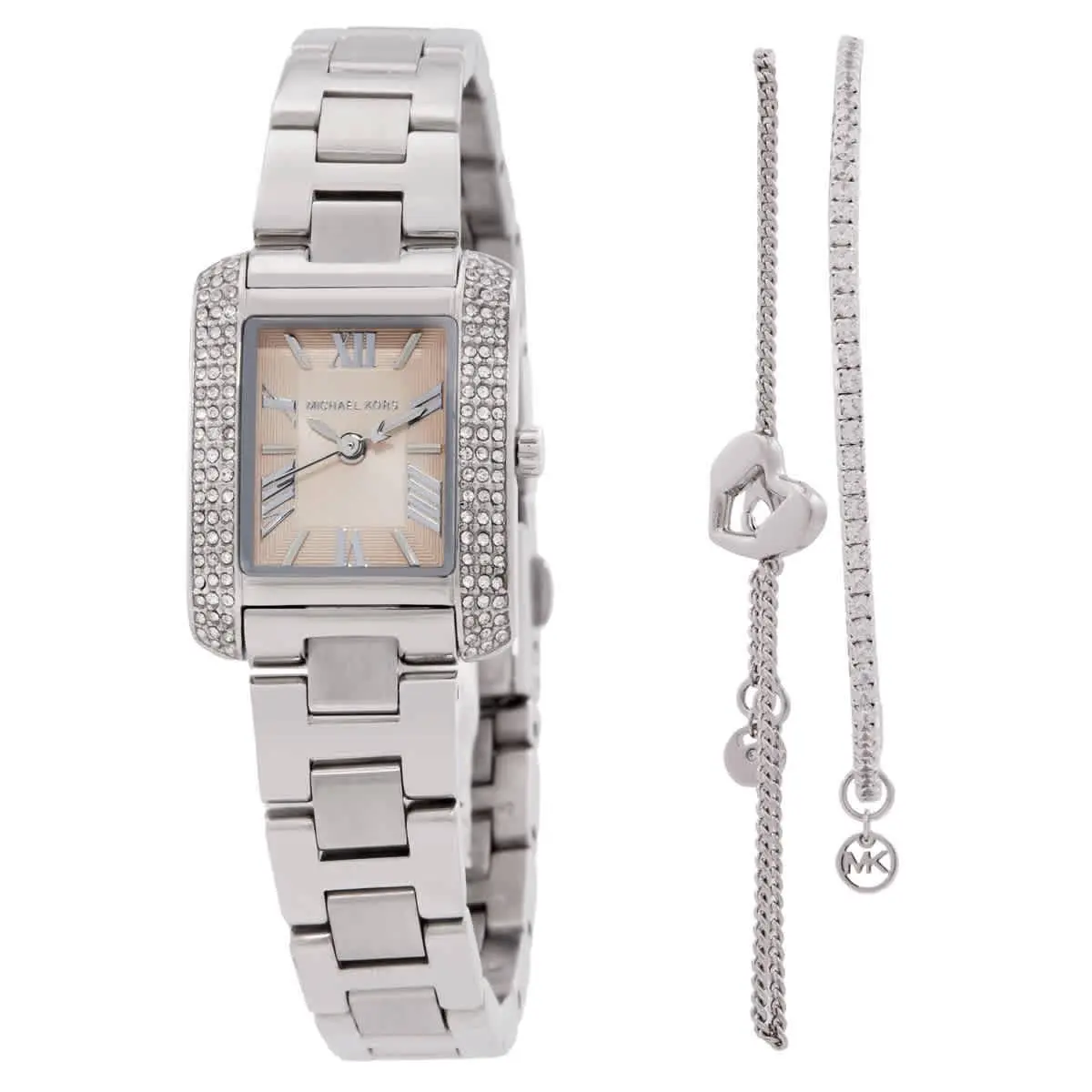 Michael Kors Emery Quartz Pink Dial Ladies Watch and Bracelets Gift Set