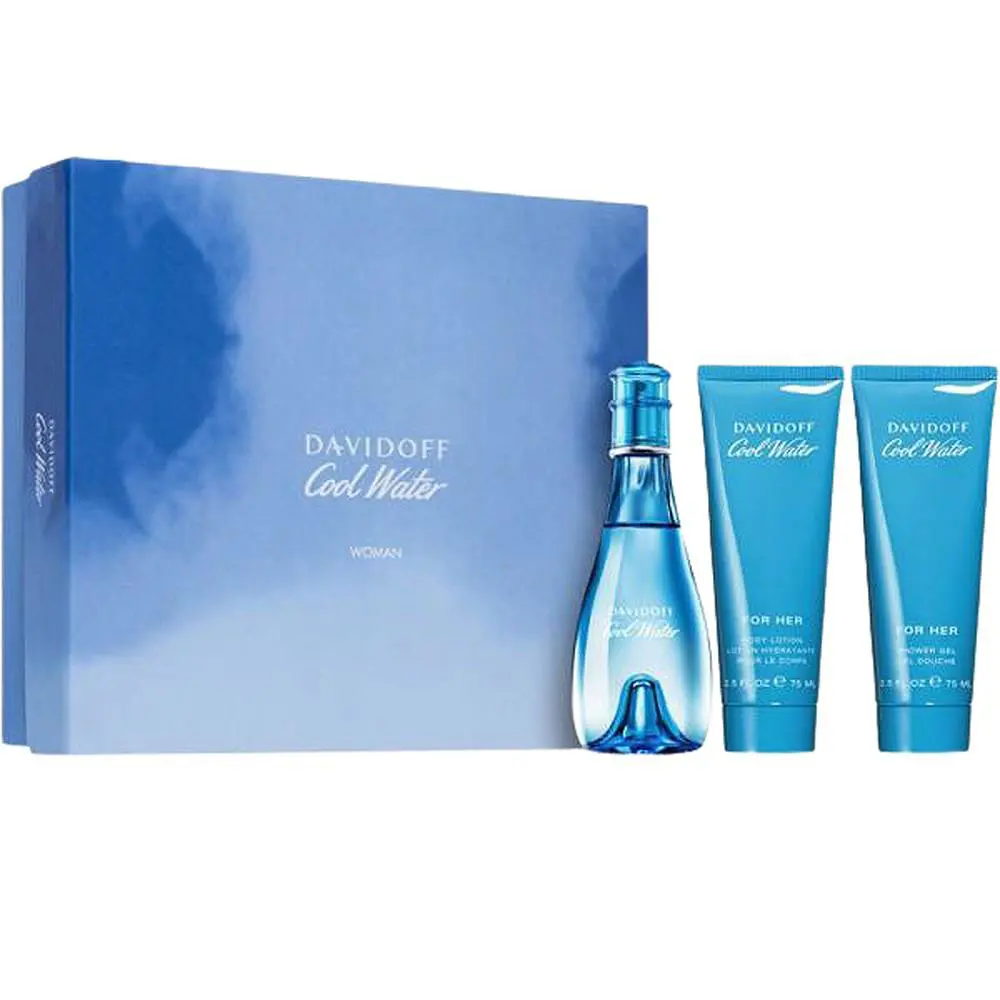 Davidoff Cool Water Eau de Toilette Body Lotion Shower Gel Gift Set For Women
