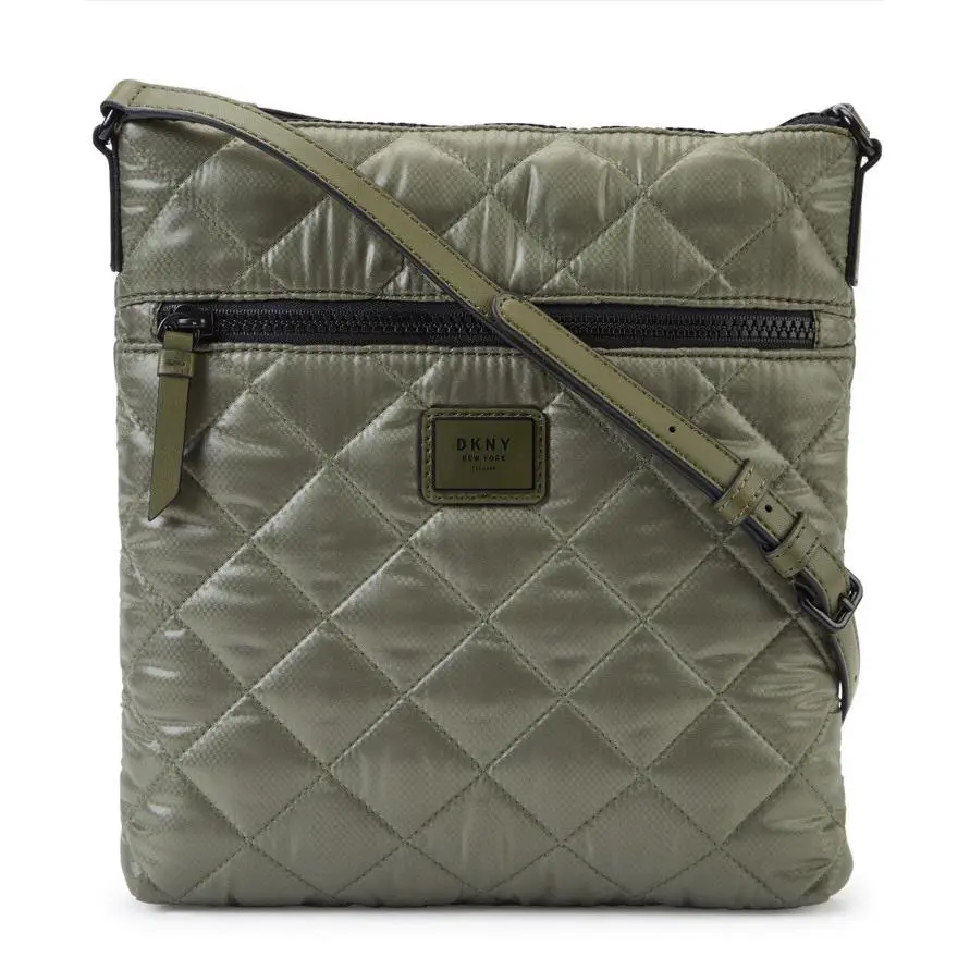 Dkny Maya Quilted Nylon Crossbody Bag Women Green Bag