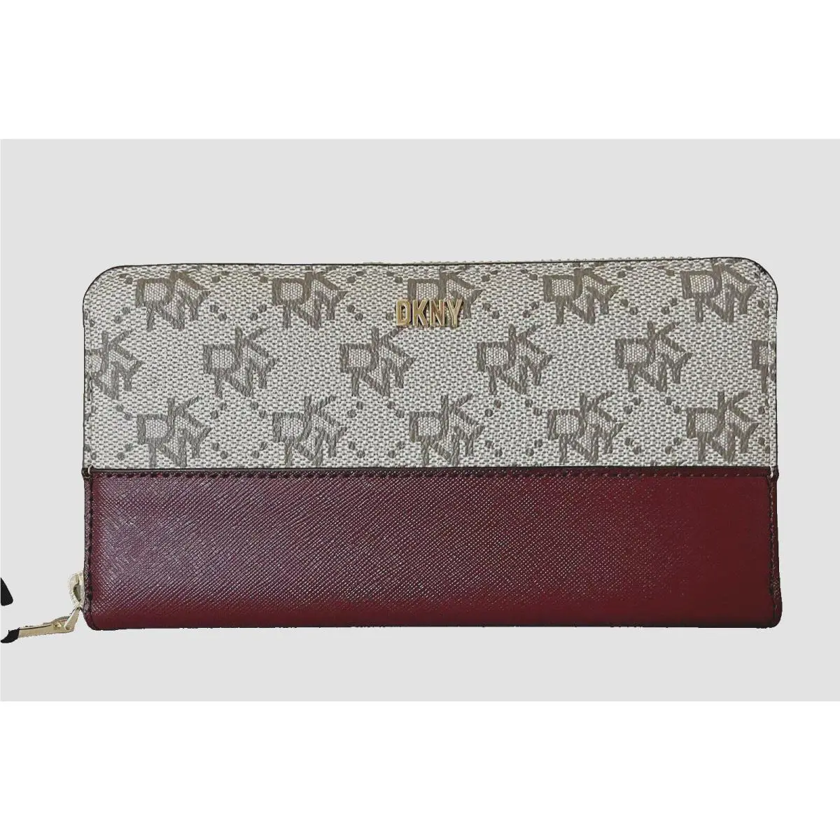 Dkny Boxed Bryant Large Zip Around Continental Wallet Khaki / Aged Wine