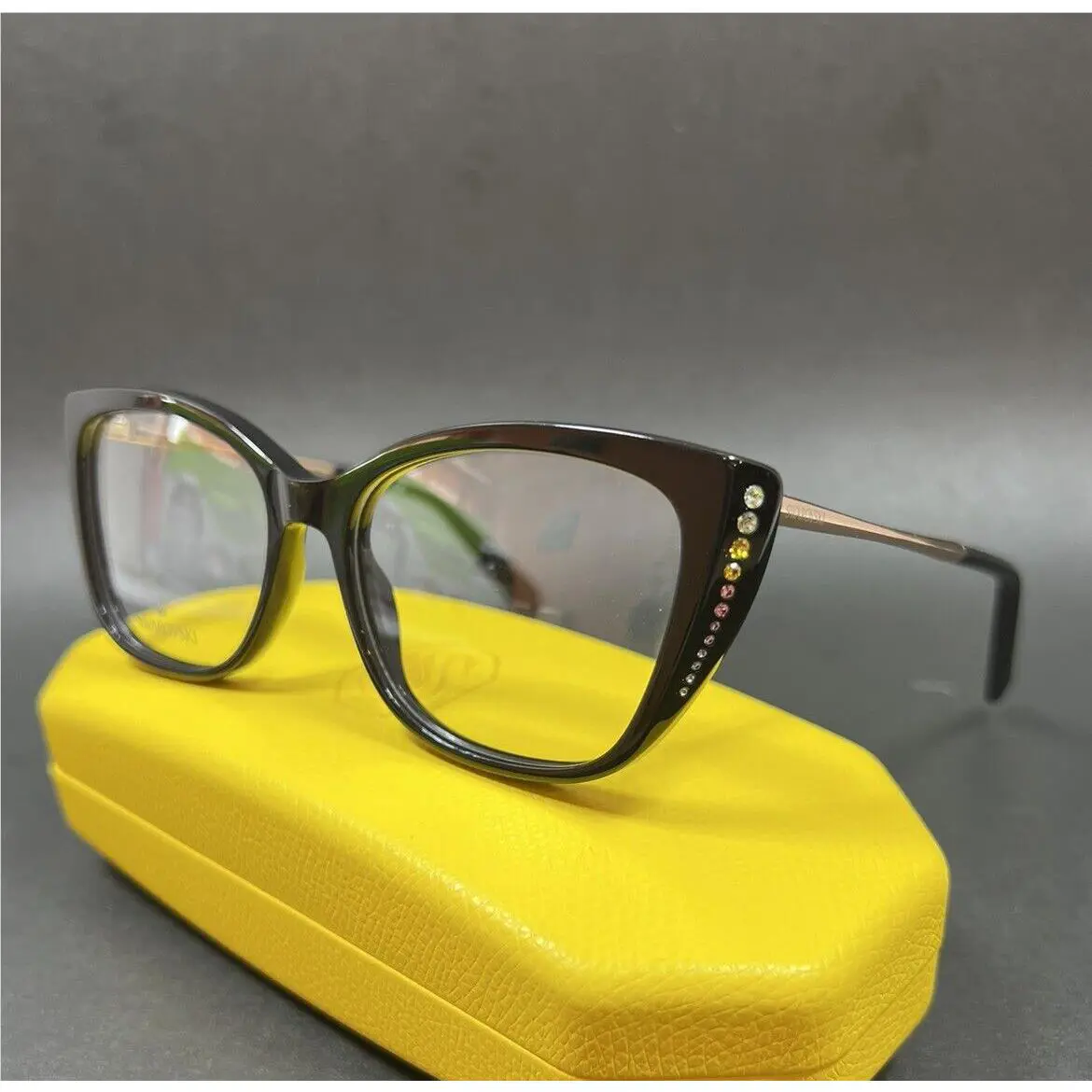 Swarovski SK 5366 001 Black Cat Eye Plastic Optical Eyeglasses Frame 52-15-140