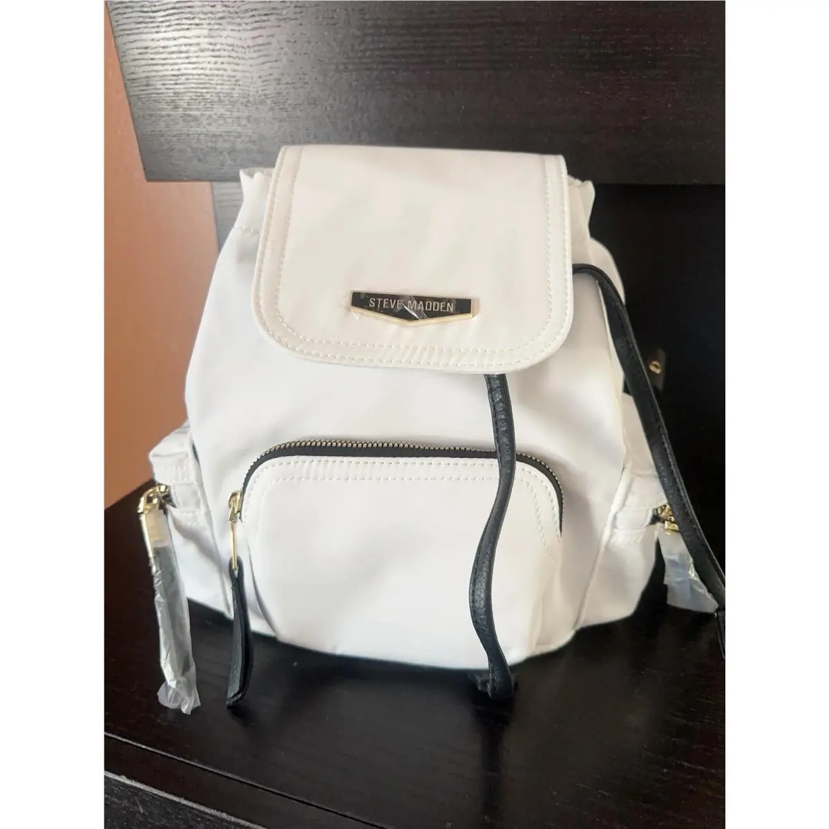 Olive White Mini Bsolly Backpack Black Wide Adjustable Strap by Steve Madden