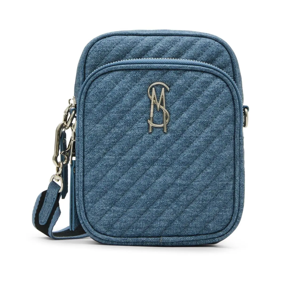 Drakee Triple Stitch Diagnonal Quilt Chambray Denim N/s Crossbody by Steve Madden