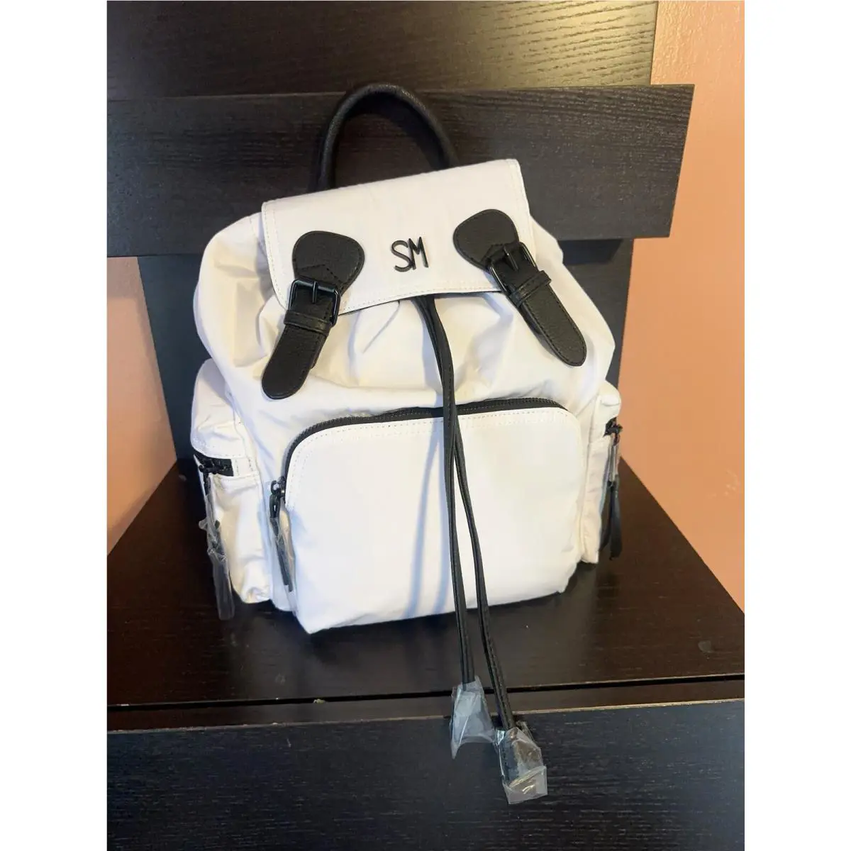 Steven Madden Medium Bsolly Backpack DO329835 White Black Strap