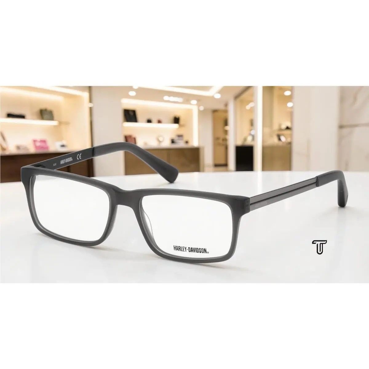 Harley-davidson HD0752 020 Grey Clear Lens Plastic 55 mm Men`s Eyeglasses