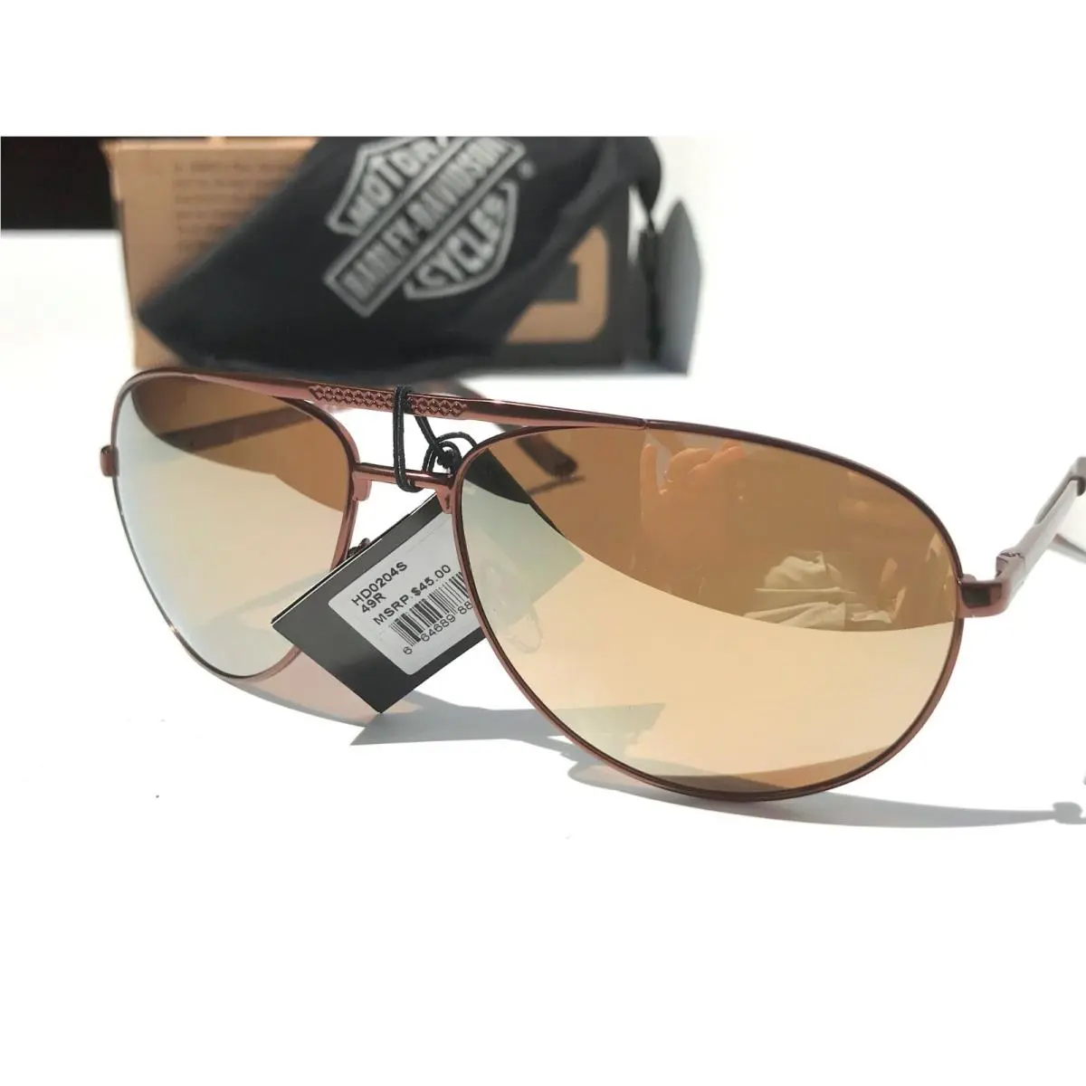 Harley-davidson HD204 Gunmetal 63mm Aviator w Bronze Mirrored Lens Sunglass