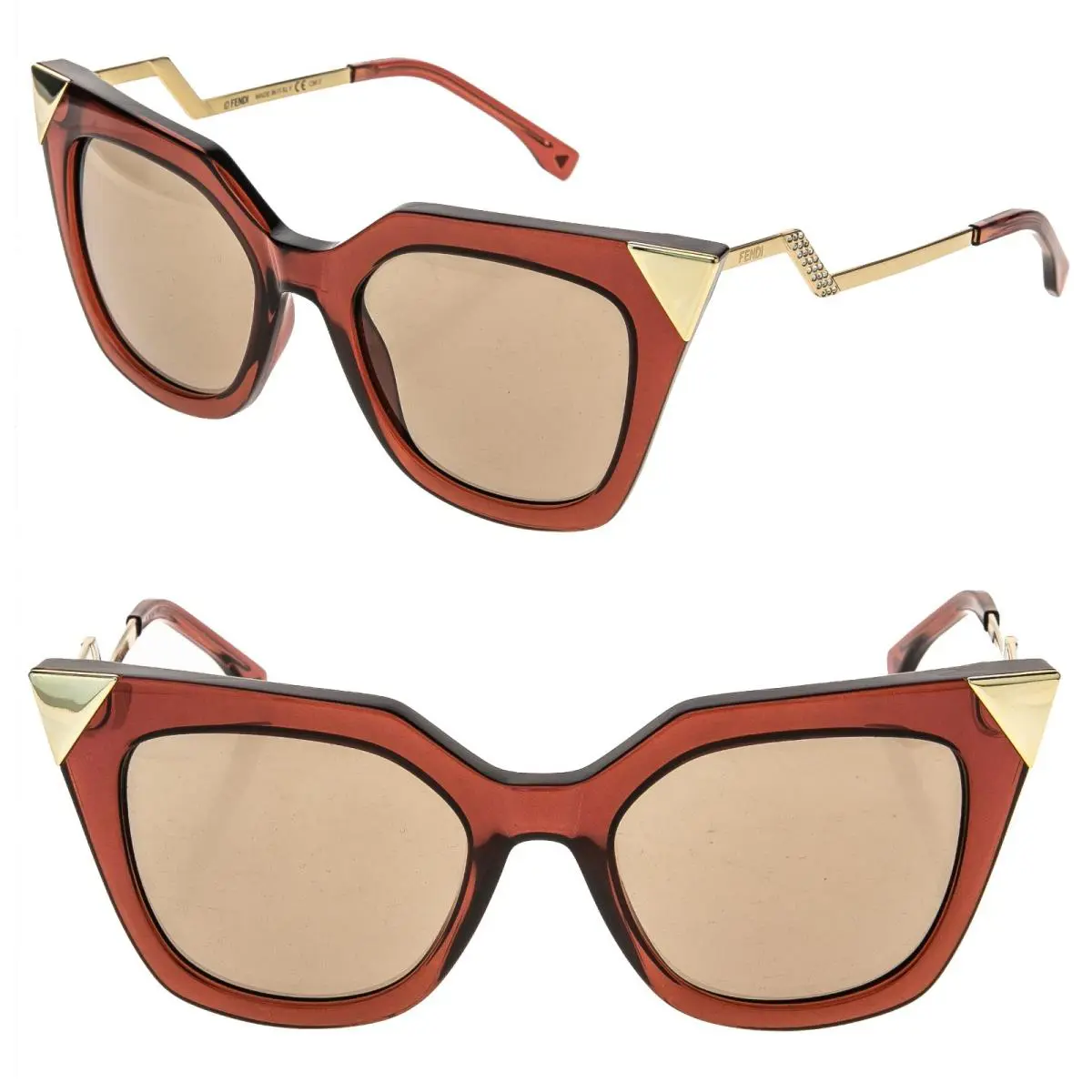 Fendi FF0060 0060 Iridia Red Translucent Gold Crystal Mirror Thunder Sunglasses