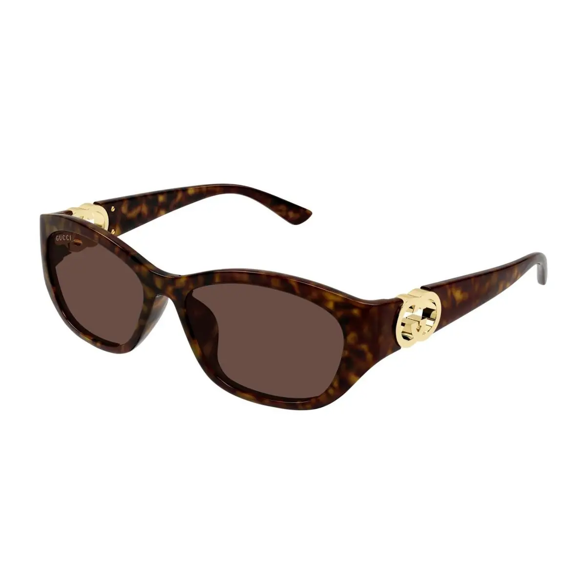 Gucci GG1826SK 002 Oval Sunglasses 57mm Havana / Brown Lens