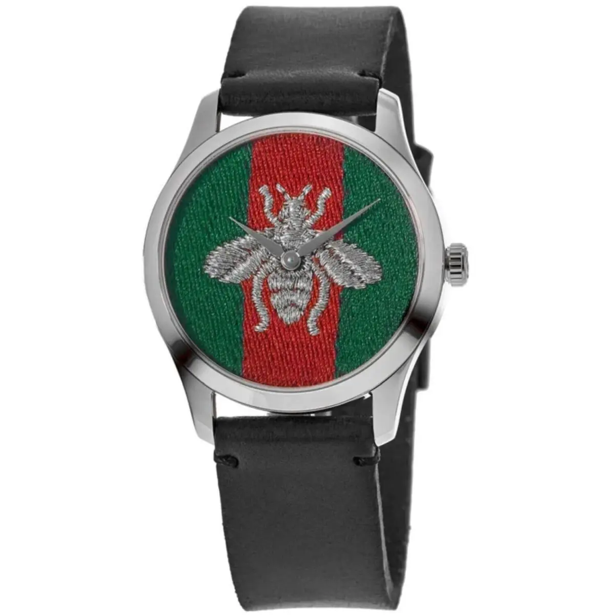 Gucci G-timeless Men`s Green Red Dial Swiss Watch - YA1264149 - Dial: Green, Multicolor, Red, Band: Black, Bezel: Silver