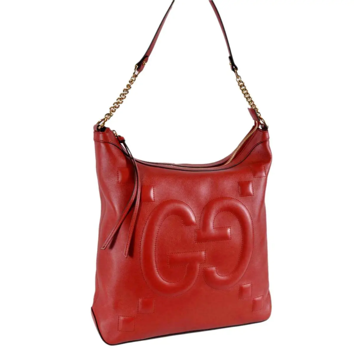 Gucci GG Original Apollo Womens 453562 Red Leather GG Apollo Hobo Purse Handbag