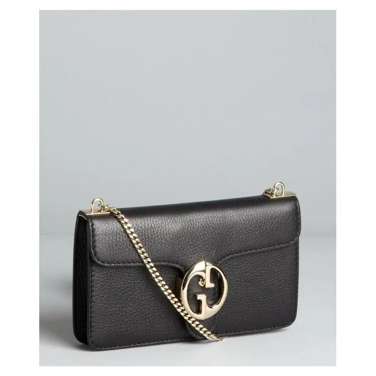 Gucci Black Leather Flap Chain Strap Shoulder Bag Retail 600