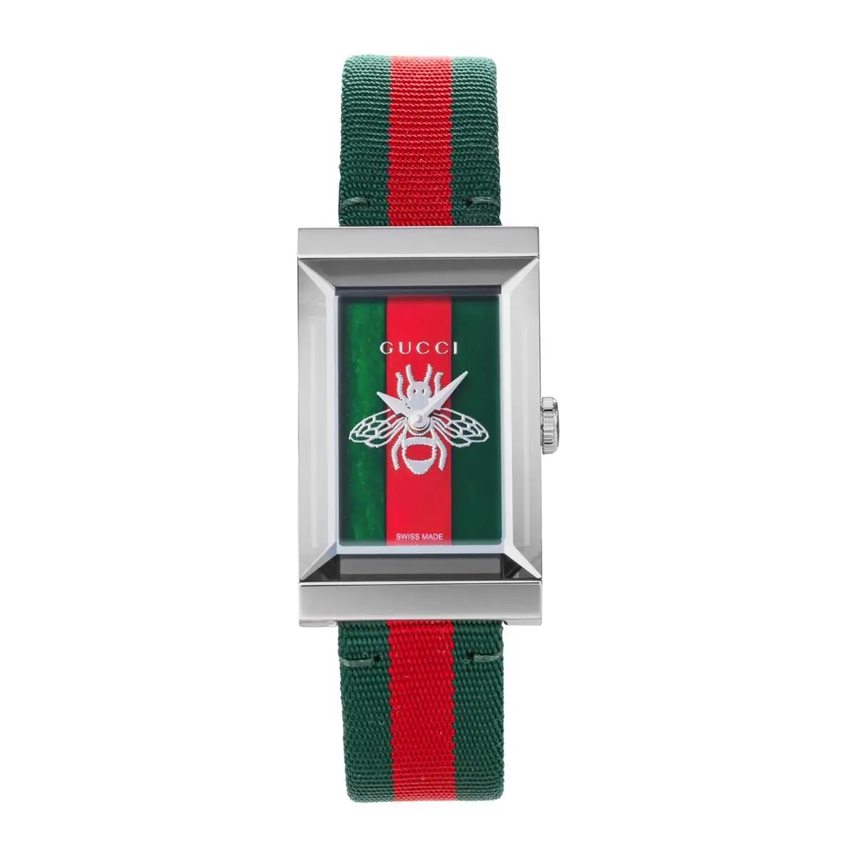 Gucci Women`s G-frame Bicolor Mop Dial Quartz Watch - YA147413 - Dial: Green, Multicolor, Red, Band: Green, Red, Bezel: Silver