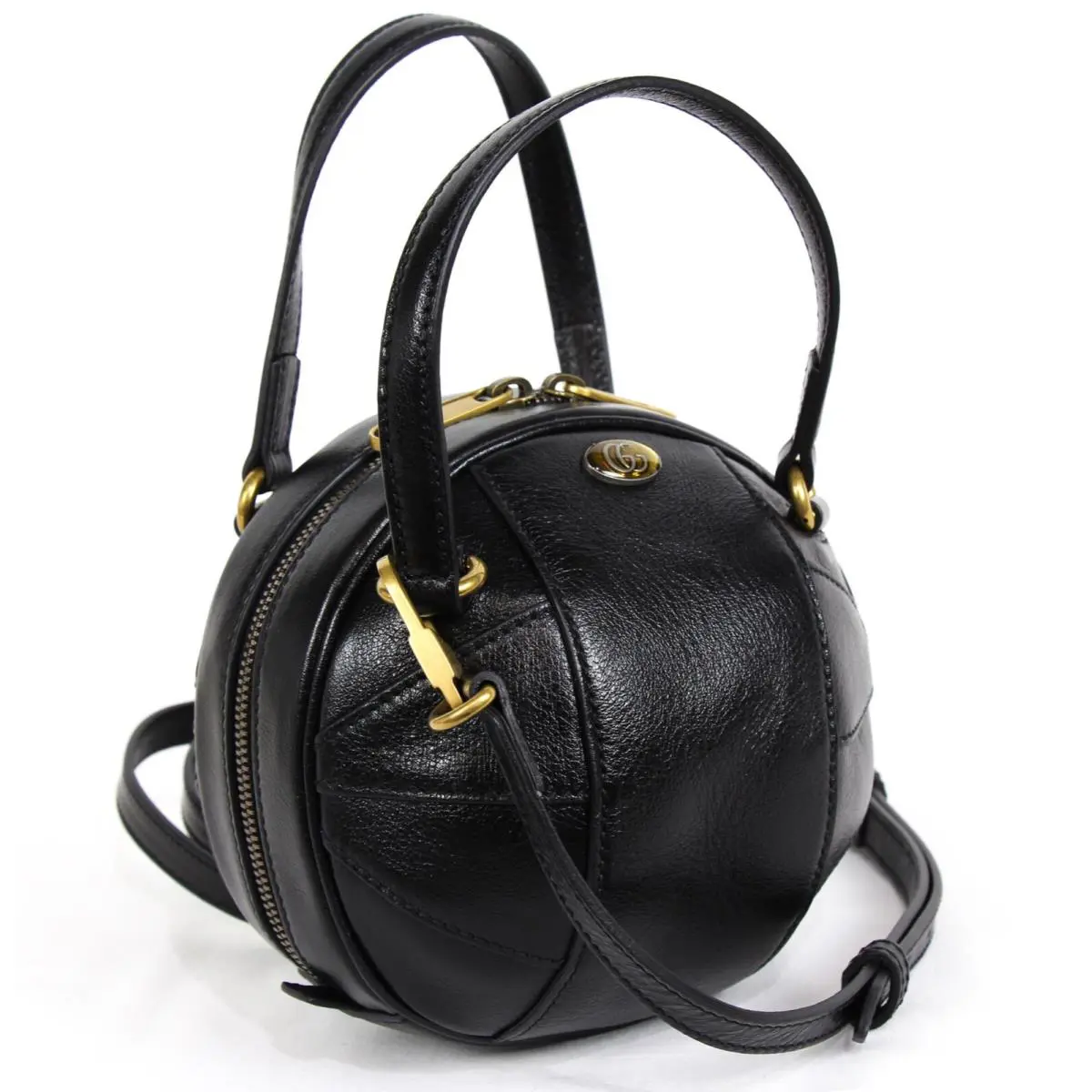 Gucci 547855 Basketball Shaped Mini Shoulder Black Leather Cross Body Bag