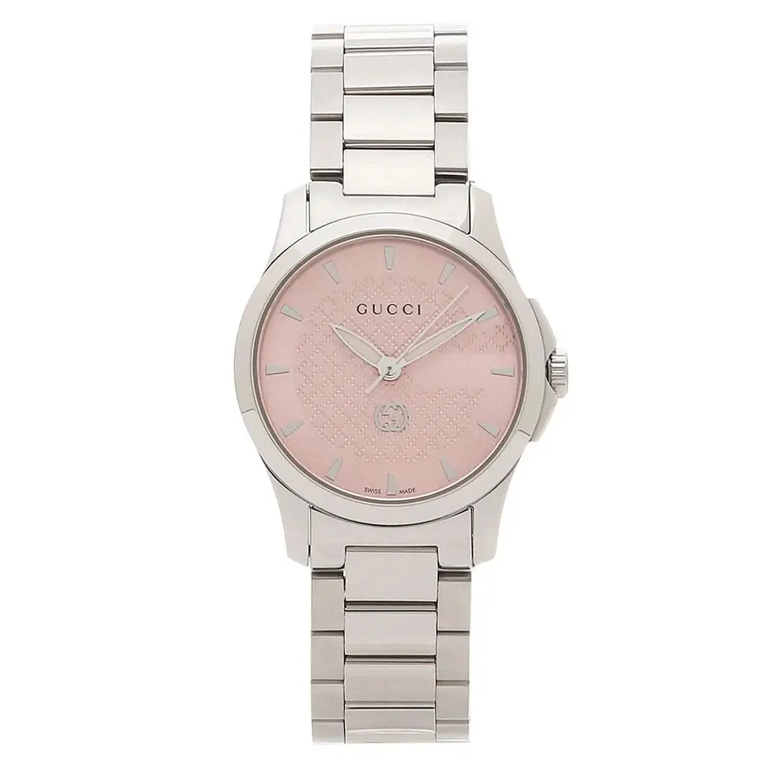 G-timeless Women`s Pink Dial Stainless Steel Watch YA1265047 by Gucci